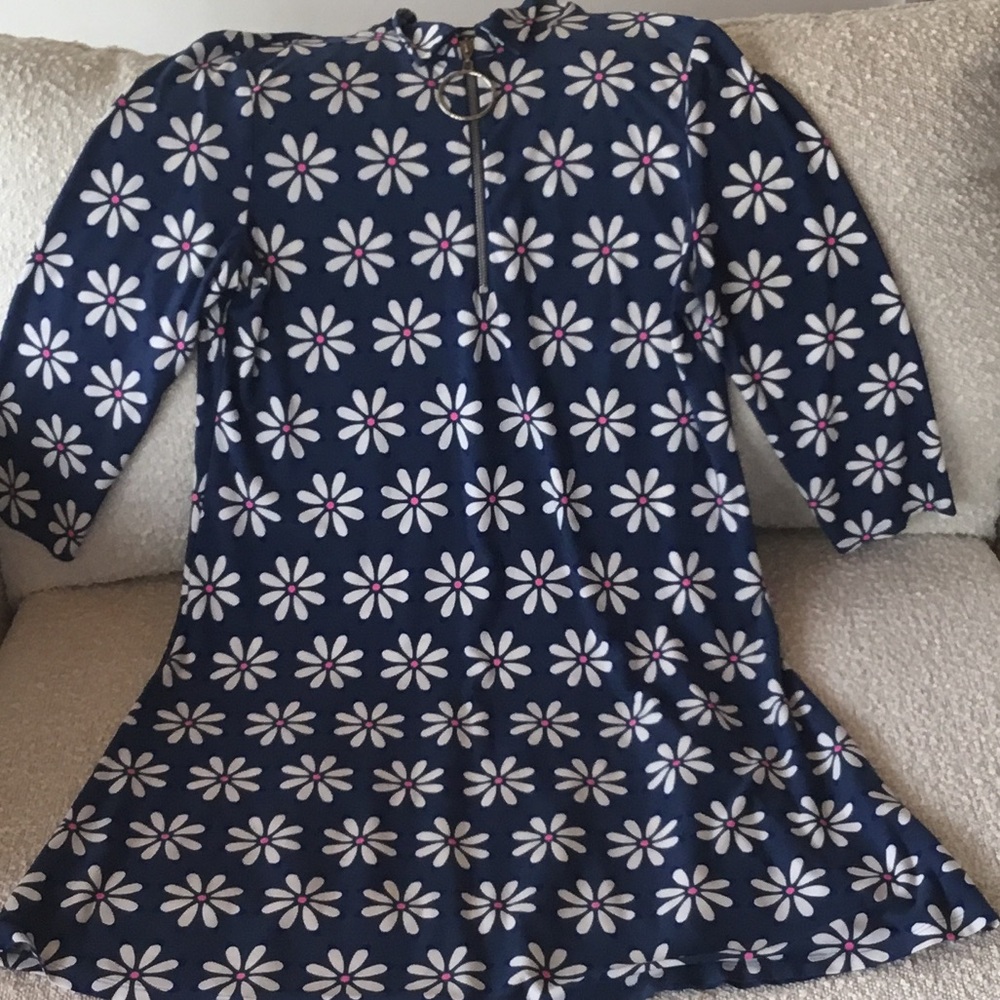 MSK Navy Floral Dress with Ring Zipper